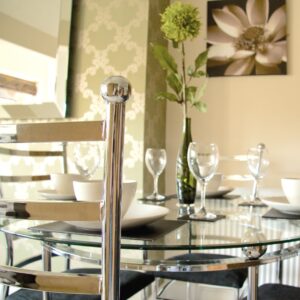 green dining table